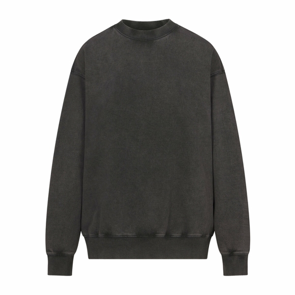 SKIMS Sweaters - SKIMS Ash Boyfriend Fleece Crew Neck Pullover Black Acid Wash Sweatshirt NWT Kim